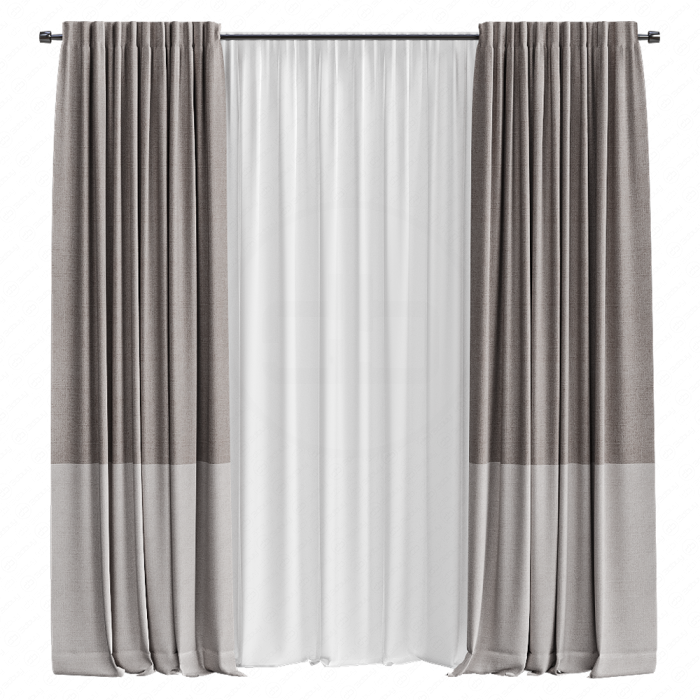 Шторы коричневые с тюлем