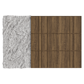 Decorative panel made of wood and stone.