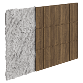 Decorative panel made of wood and stone.