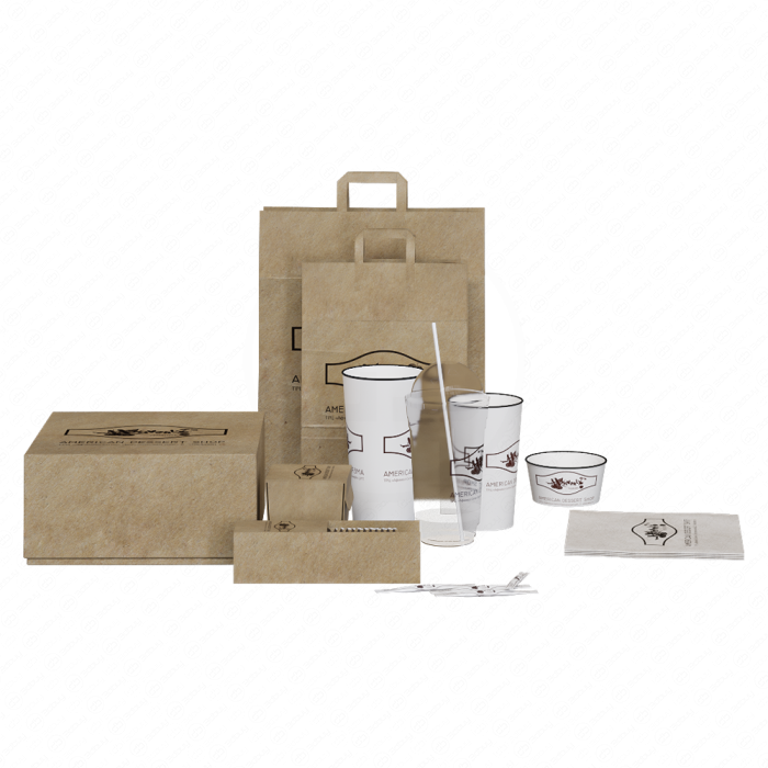 Бумажные пакеты и стаканы упаковка для кафе