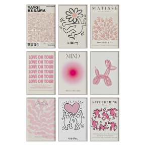 Pink posters for a children's room.