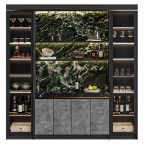 Wine cabinet with glasses and decor No. 2