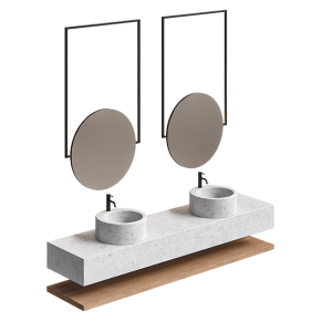 Tower concrete countertop with two sinks