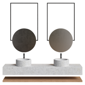 Tower concrete countertop with two sinks