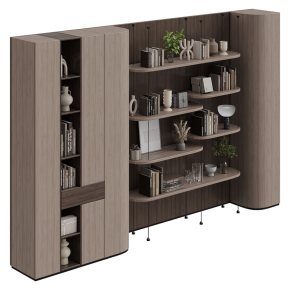 Стеллаж открытый с книгами и декором