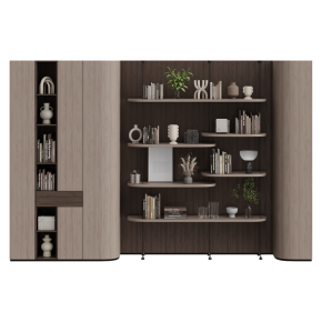 Стеллаж открытый с книгами и декором