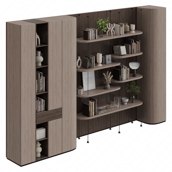 Стеллаж открытый с книгами и декором