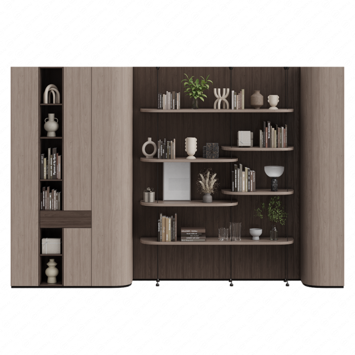 Стеллаж открытый с книгами и декором