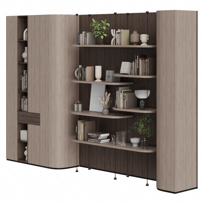 Стеллаж открытый с книгами и декором