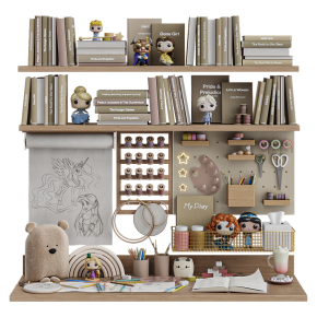 Toys, wall decor and a desk with princesses