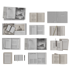 Коллекция открытых книг, блокнотов и журналов