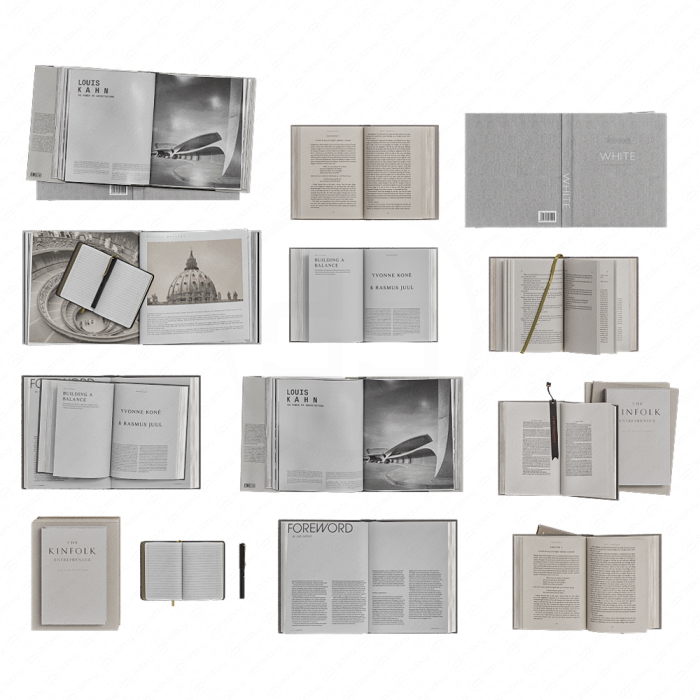 Коллекция открытых книг, блокнотов и журналов