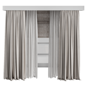 Шторы светло-коричневые в пол и римская