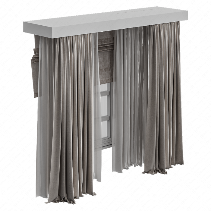 Шторы светло-коричневые в пол и римская