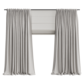 Шторы льняные на карнизе бежевые