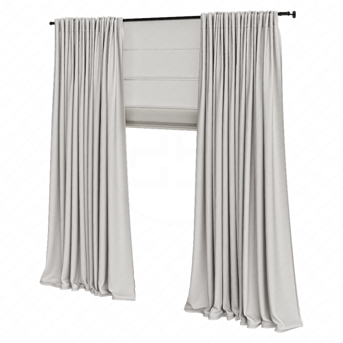 Шторы льняные на карнизе бежевые