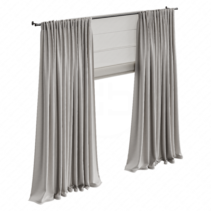 Шторы льняные на карнизе бежевые