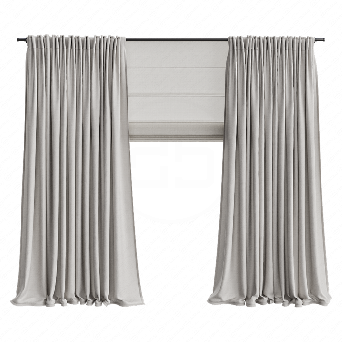 Шторы льняные на карнизе бежевые