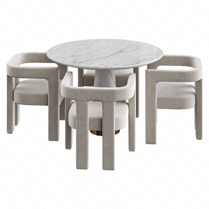 Обеденный стол VEX и стулья STATURE IVORY от CB2