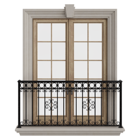 A classic façade window with a French balcony.