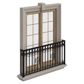 A classic façade window with a French balcony.