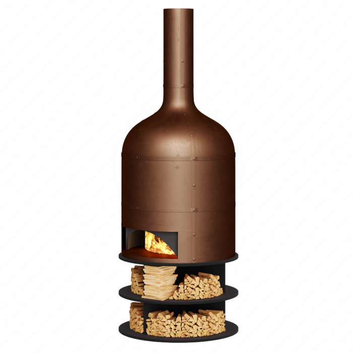 Медный камин для приготовления пиццы и барбекю