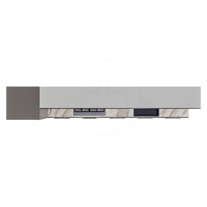 Кухня светло-бежевая прямая с подсветкой Кухня светло-бежевая прямая с подсветкой