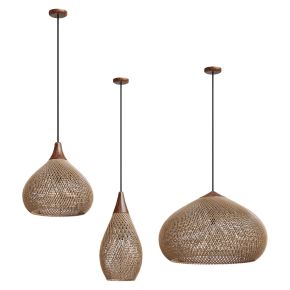 Natural Wood Rattan Pendant Light