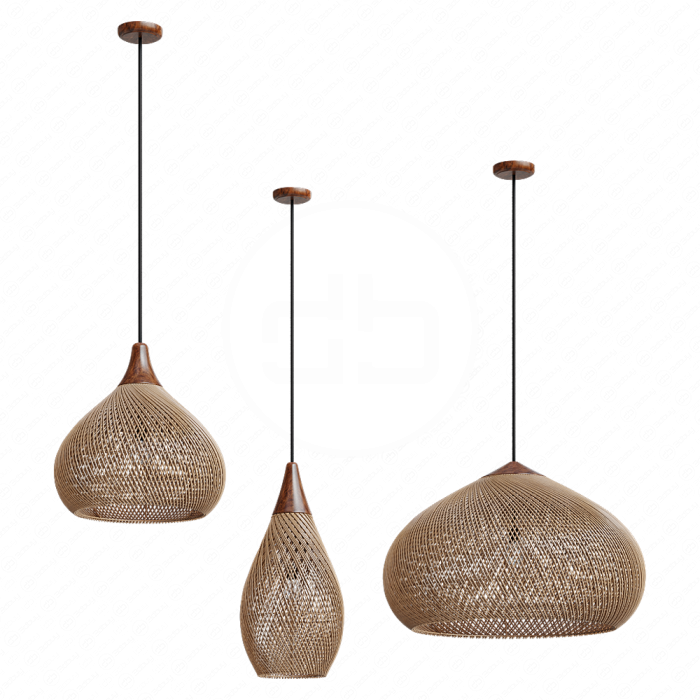 Natural Wood Rattan Pendant Light
