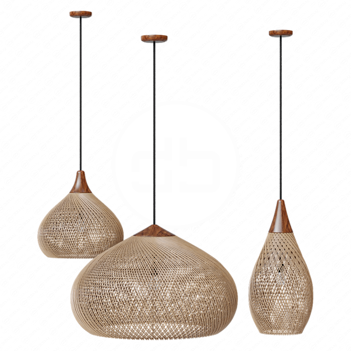 Natural Wood Rattan Pendant Light