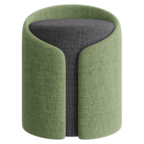 Round soft pouf made of cotton and linen