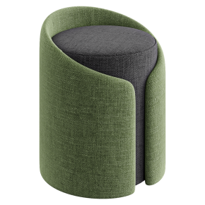 Round soft pouf made of cotton and linen