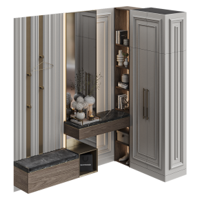 Neoclassical-style entryway wardrobe.