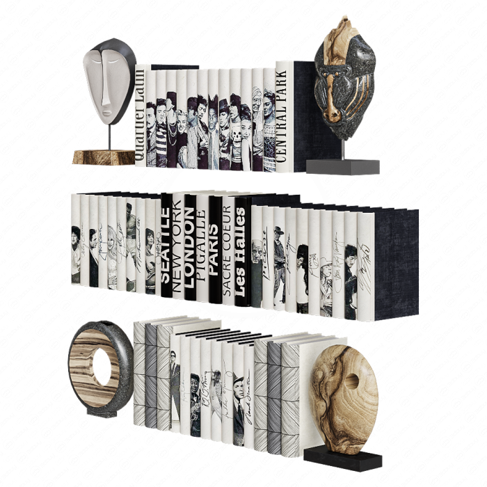 Декоративный комплект с черно-белыми книгами