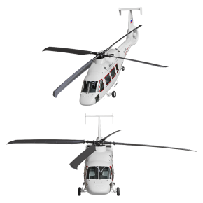 The Ka-62 helicopter is white.