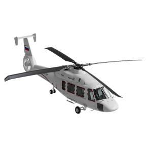 The Ka-62 helicopter is white.
