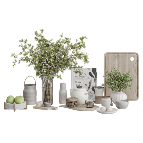 Decorative kitchen set with plants