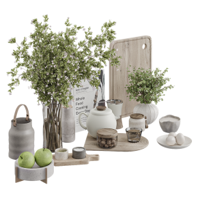 Decorative kitchen set with plants