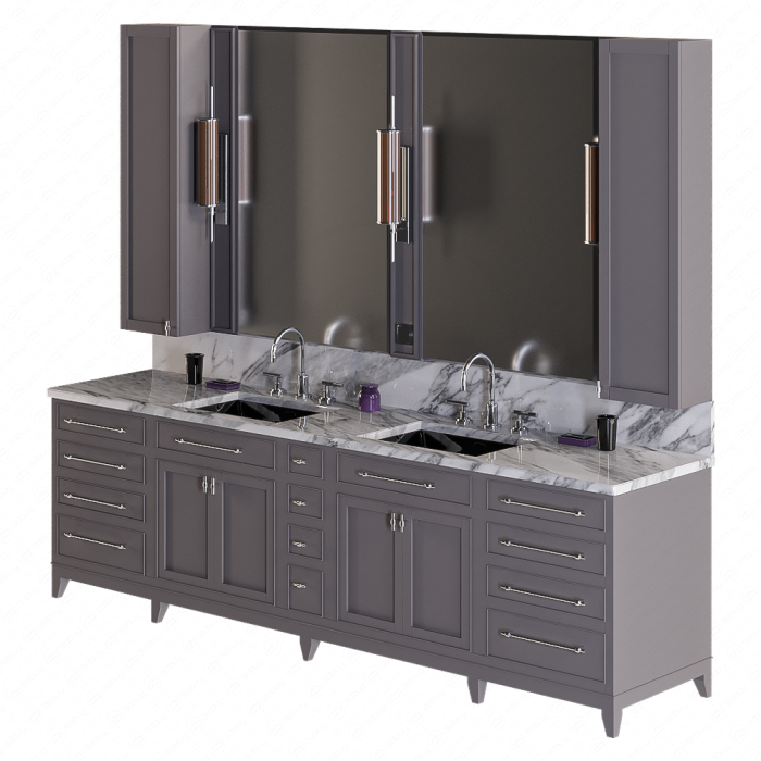 Гарнитур для ванной с мрамором Carrara Marble с двойной раковиной