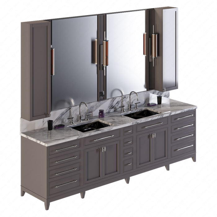 Гарнитур для ванной с мрамором Carrara Marble с двойной раковиной