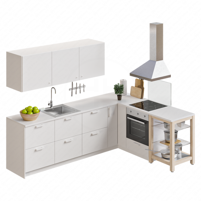 Ikea Vedinge кухня белая с посудой