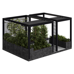 Roof Garden and Landscape Furniture with Pergola - Set 38