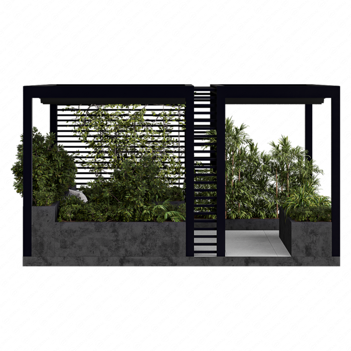 Roof Garden and Landscape Furniture with Pergola - Set 38 Roof Garden and Landscape Furniture with Pergola - Set 38