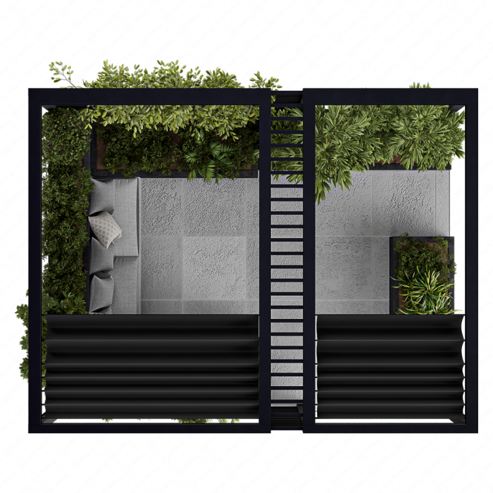 Roof Garden and Landscape Furniture with Pergola - Set 38 Roof Garden and Landscape Furniture with Pergola - Set 38