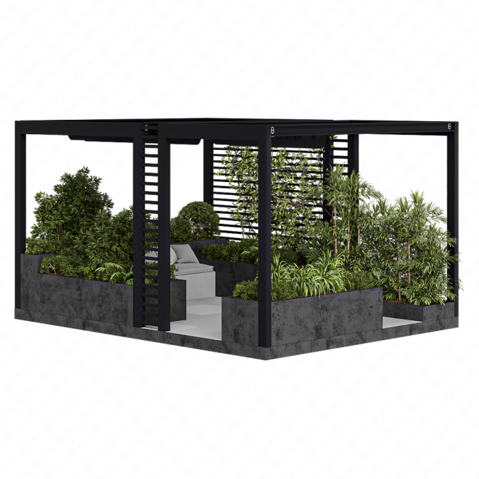 Roof Garden and Landscape Furniture with Pergola - Set 38 Roof Garden and Landscape Furniture with Pergola - Set 38