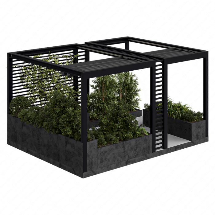 Roof Garden and Landscape Furniture with Pergola - Set 38 Roof Garden and Landscape Furniture with Pergola - Set 38