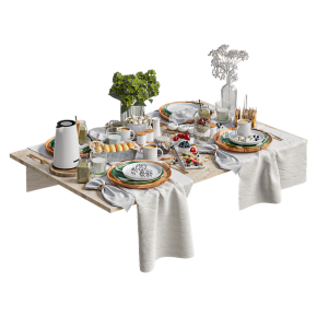 Table setting with desserts and coffee.