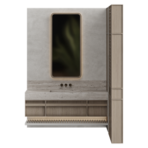 Modular bathroom furniture in a minimalist style.