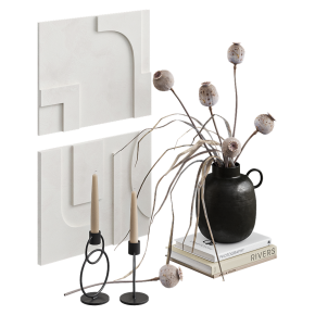 Decorative set with dried poppies.
