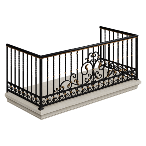 Balcony with a wrought-iron railing